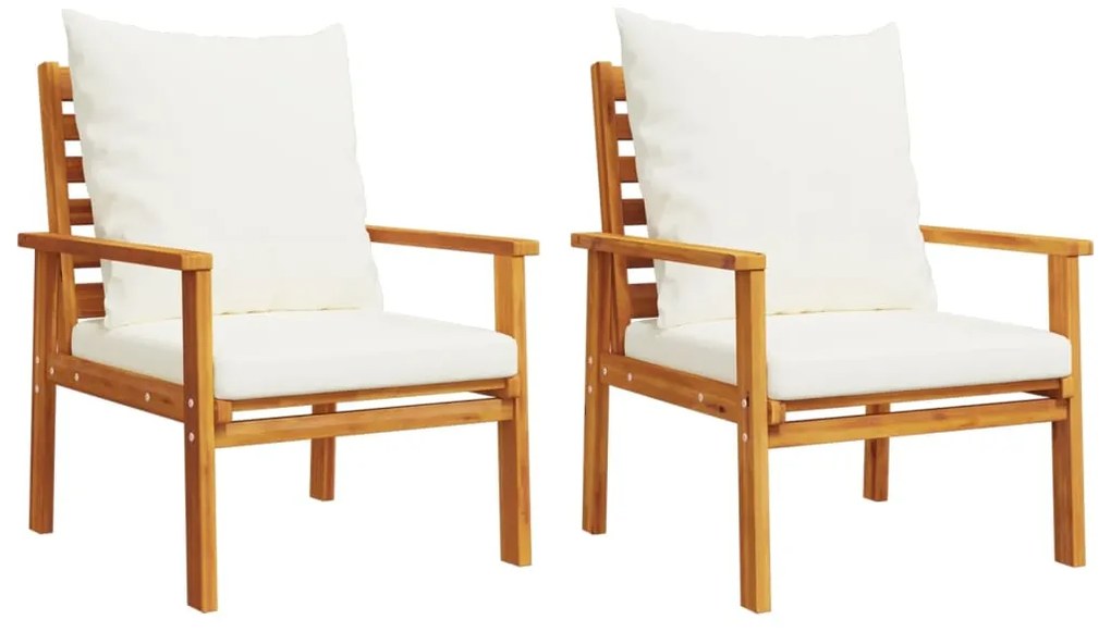 3 pcs conjunto lounge de jardim c/ almofadões acácia maciça