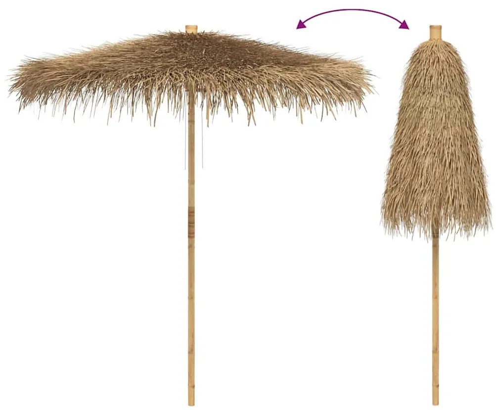 Guarda-chuva Tiki com dossel de folha de bananeira 240 cm Bambu