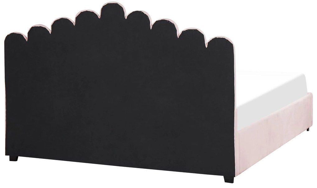 Cama de casal com arrumação em veludo rosa pastel 180 x 200 cm VINCENNES Beliani