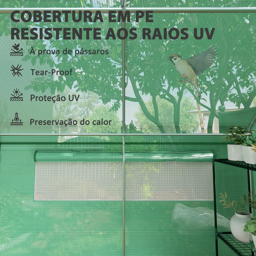 Estufa tipo Túnel 6x3x2 m Estufa de Exterior com 4 Janelas de Malha Co