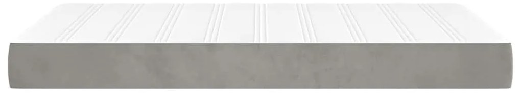 Colchão de molas ensacadas 120x220x20 cm veludo cinza-claro