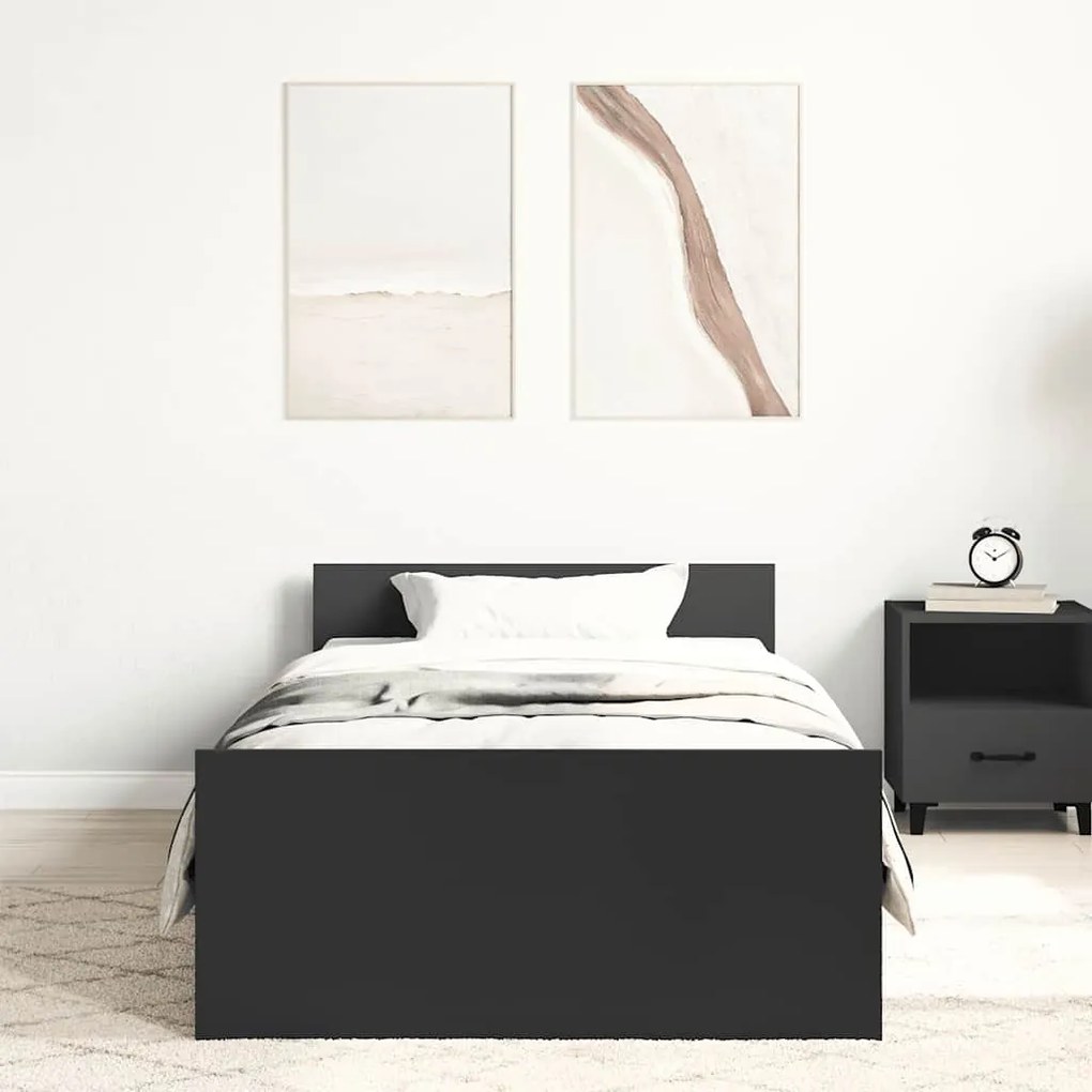 Estrutura de cama 90x200 cm derivados de madeira preto