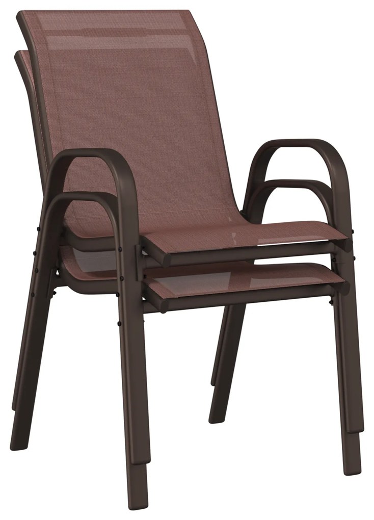 Conjunto de Bistro de Jardim de 3 Peças Marrom Textilene e Aço