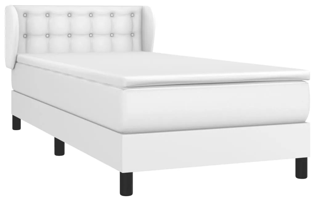 Cama com molas/colchão 90x200 cm couro artificial branco