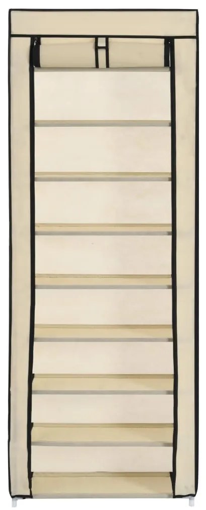 Sapateira com cobertura 57x29x162 cm tecido creme