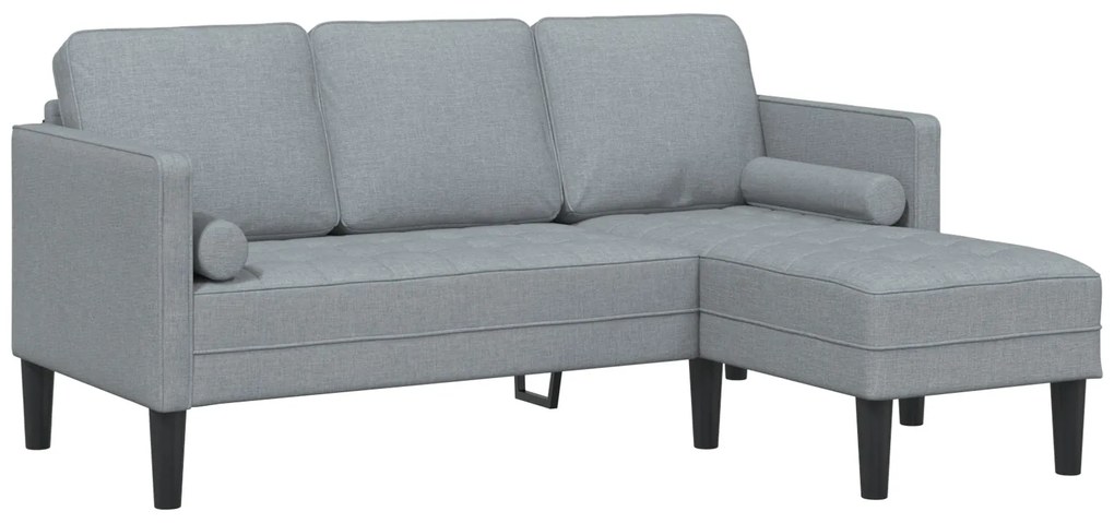 Sofá em L 3 lugares vidaXL Cinzento claro 160 cm em Tecido
