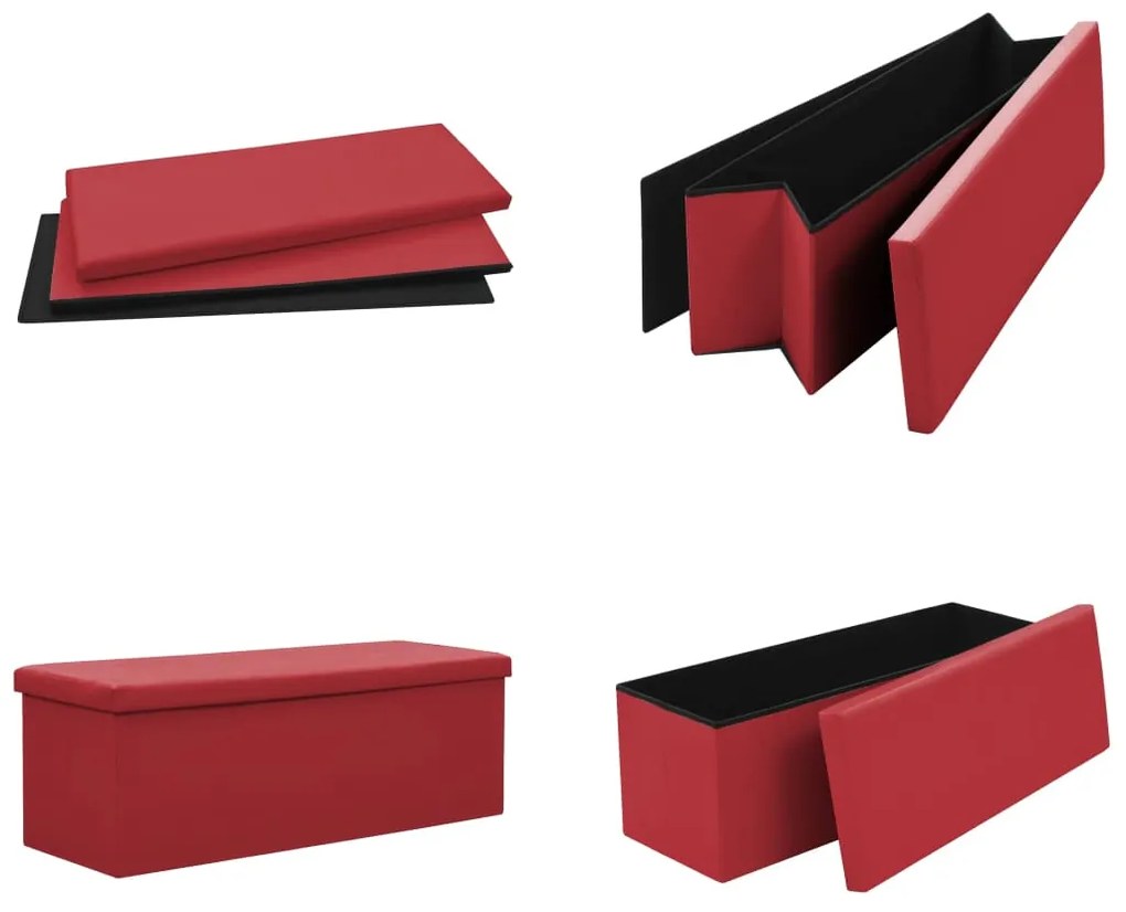 Banco de arrumação dobrável PVC vermelho tinto