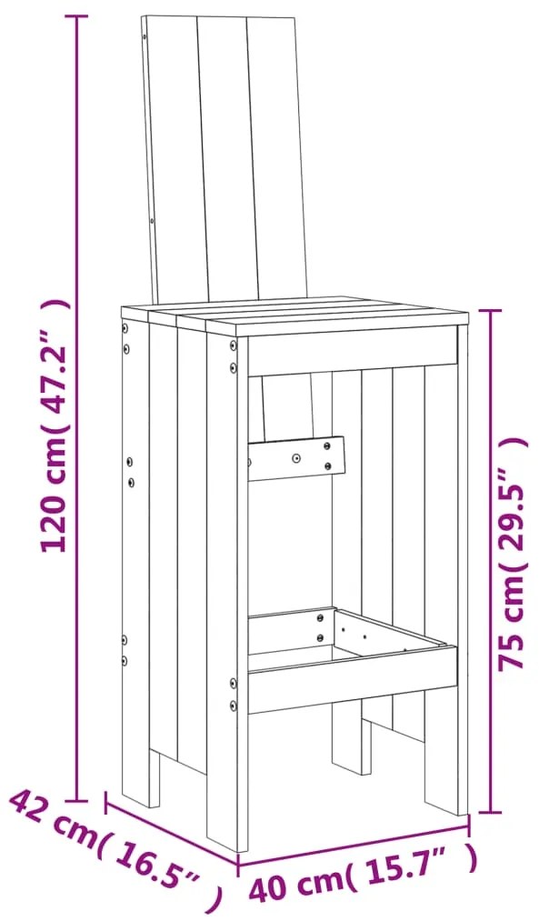 Cadeiras de bar 2 pcs 40x42x120 cm madeira de douglas maciça