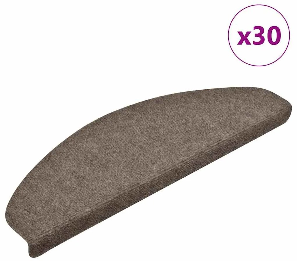 vidaXL Tapetes de escada autoadesivos 30 pcs 65x21x4 cm creme