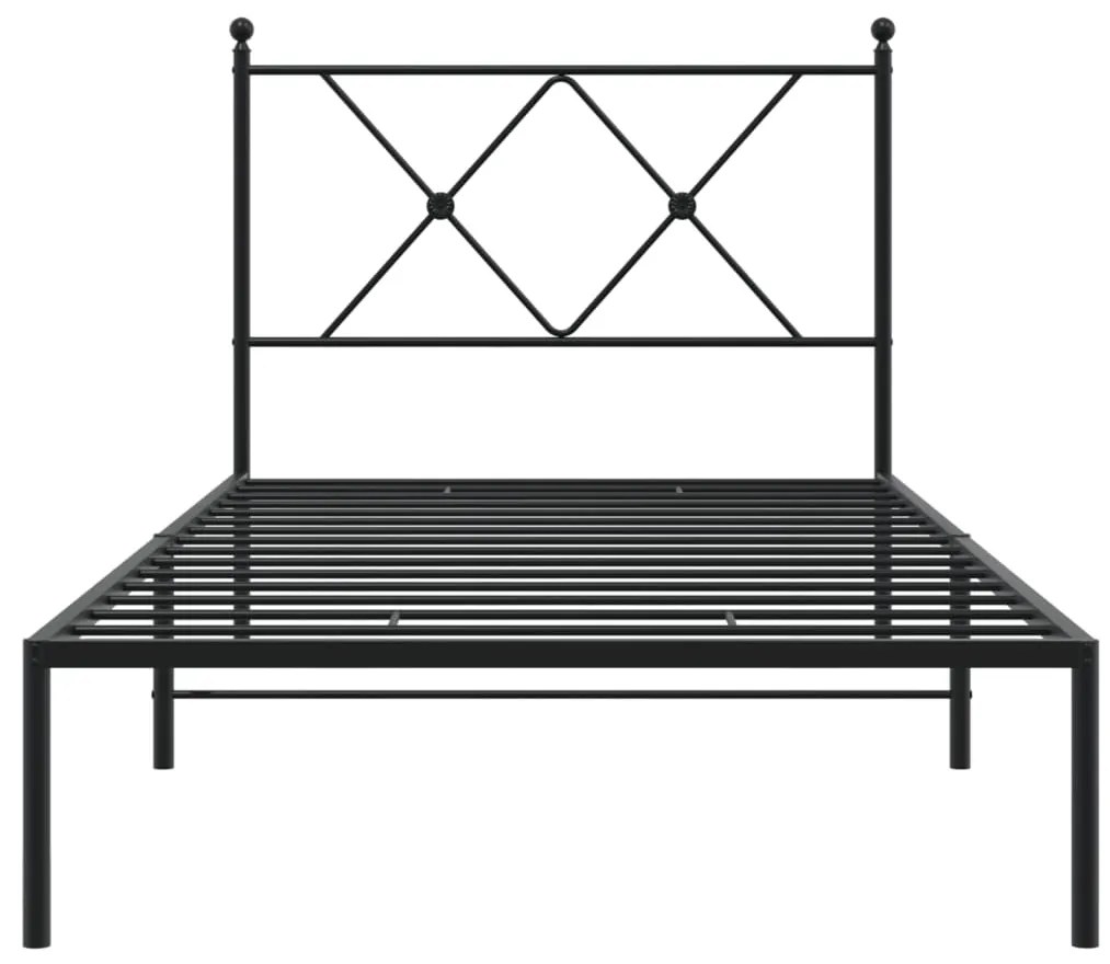 Estrutura de cama com cabeceira 90x200 cm metal preto