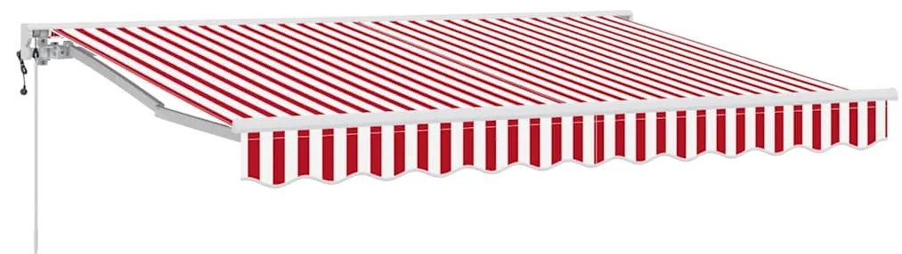 Toldo Retrátil Manual Vermelho e Branco 350x200 cm