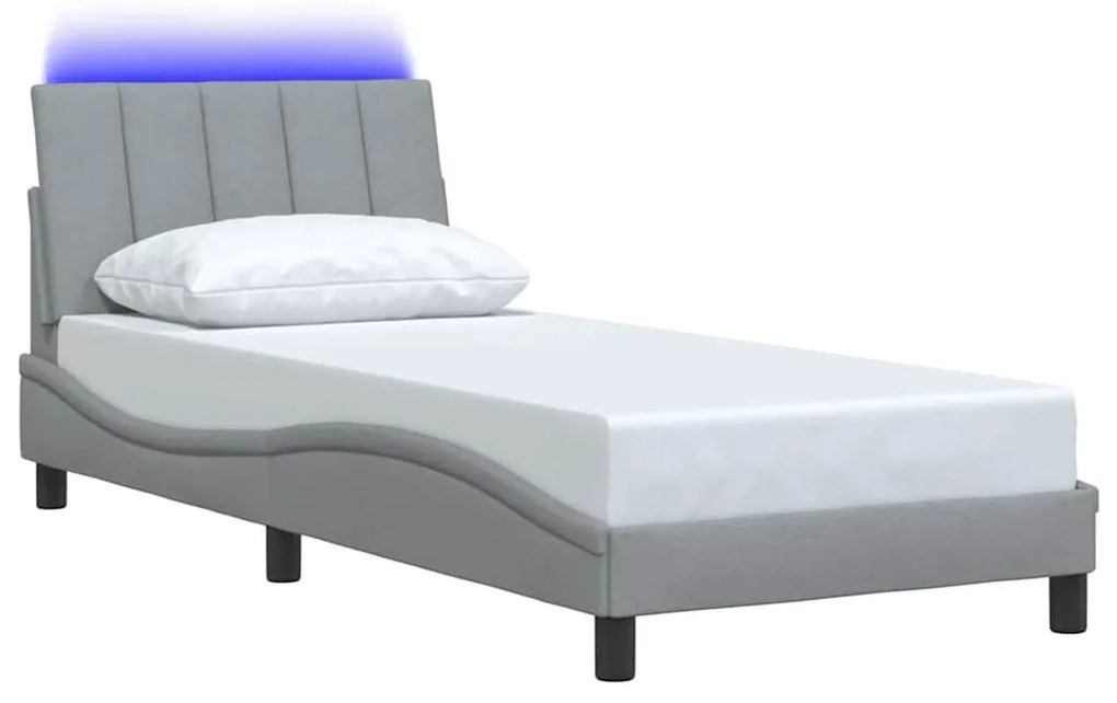 Estrutura de cama sem colchão 90x200 cm tecido cinzento-claro