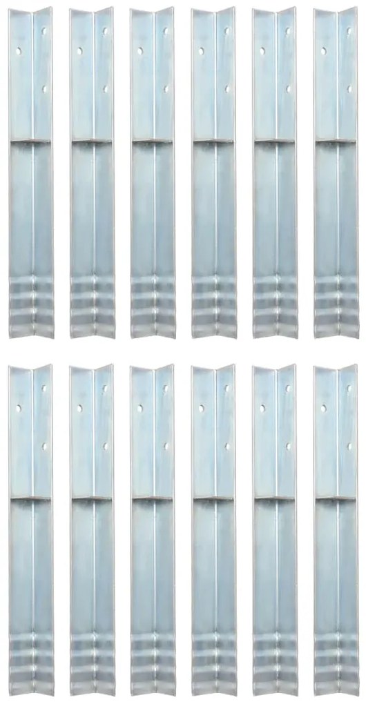 vidaXL Âncora de fixação no chão em L 12 pcs aço galvanizado 5x5x50 cm