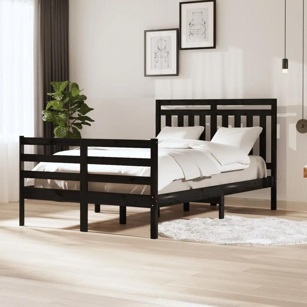 3100628 vidaXL Estrutura de cama dupla pequena 120x190 cm madeira maciça preto