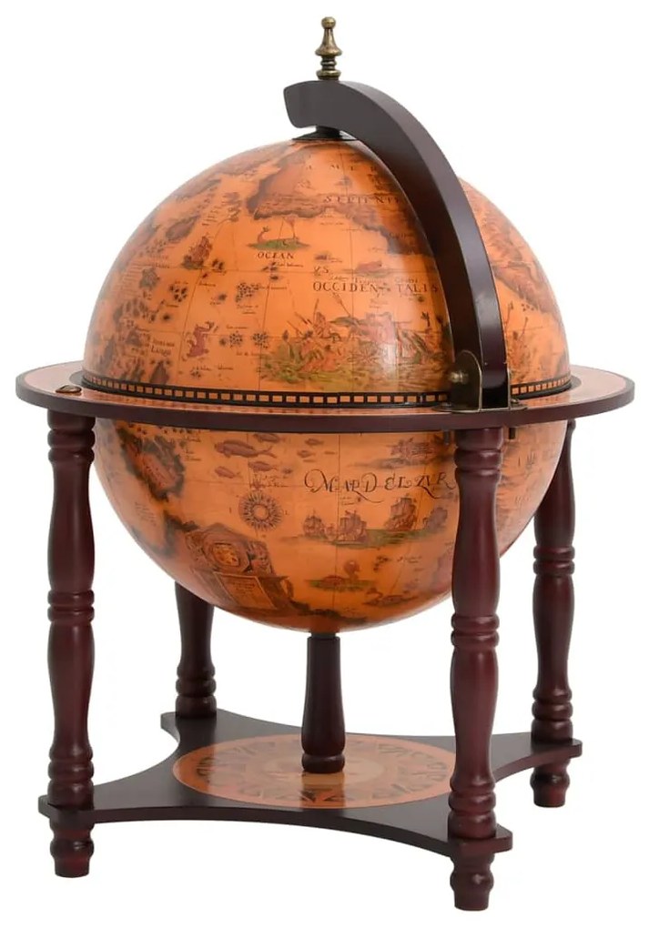Garrafeira forma de globo madeira eucalipto maciça castanho