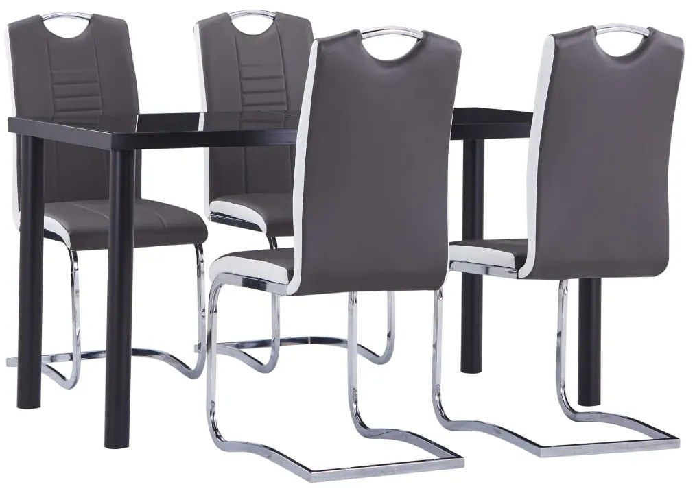 vidaXL 5 pcs conjunto de jantar couro artificial cinzento