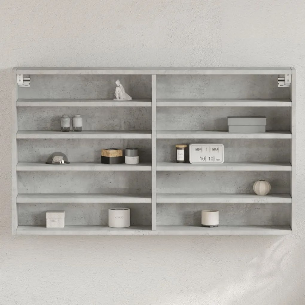 Armário vitrine 100x15x58 cm derivados de madeira cinza cimento