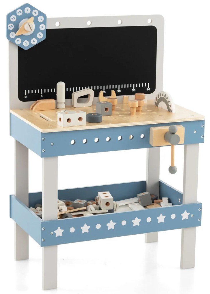 Conjunto de mesa e banco de madeira para centro de arte infantil - marrom