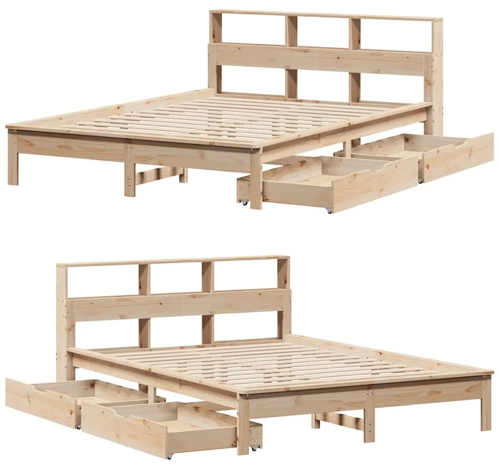 Cama com estante sem colchão 140x190 cm pinho maciço