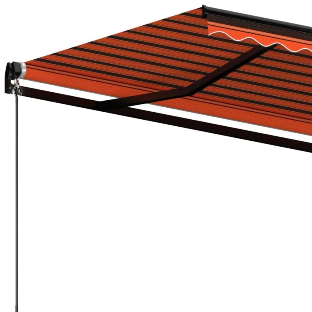 Toldo retrátil manual 400x350 cm laranja e castanho