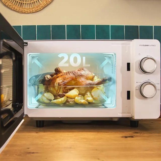 Micro-ondas sem prato giratório. Com uma capacidade de 20 litros e 700 W de potência. Proclean 3020 Flatbed