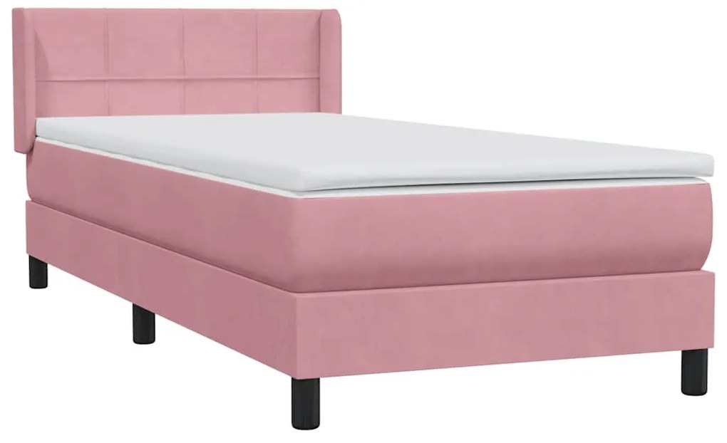 Cama com molas/colchão 80x220 cm veludo rosa
