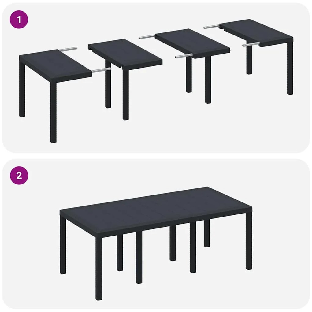 Conjunto de Jantar para Jardim 9 pcs Antracite Polipropileno