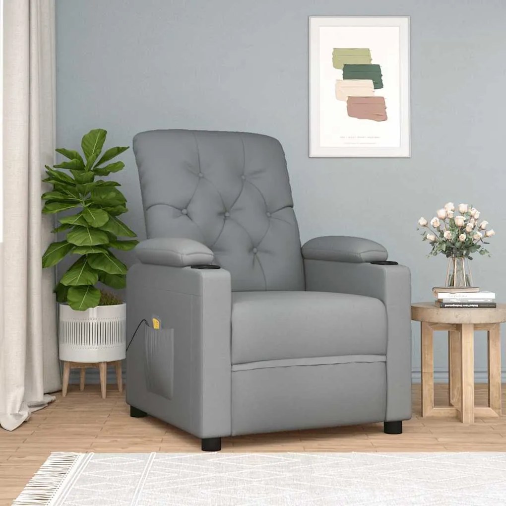 vidaXL Poltrona de massagens tecido cinzento-claro
