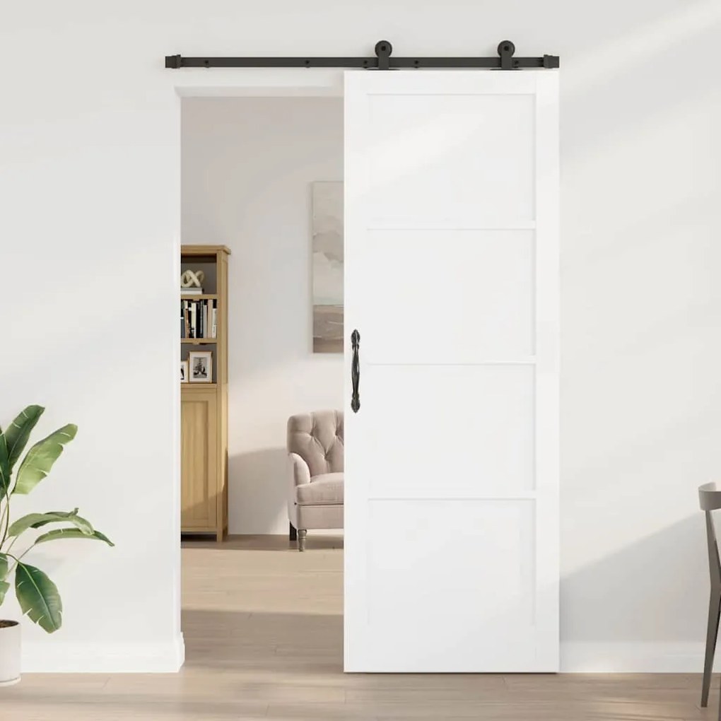 porta deslizante vidaXL com conjunto de ferragens 'ORKDAL'Branca de Ma