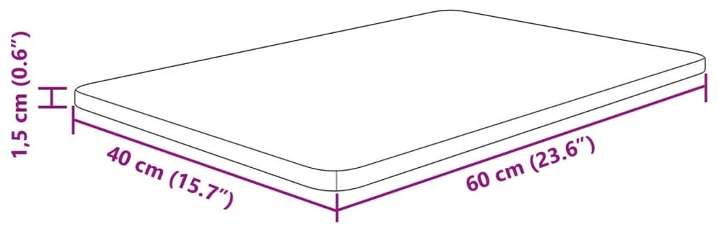 Bancada p/ casa de banho 60x40x1,5 madeira maciça não tratada