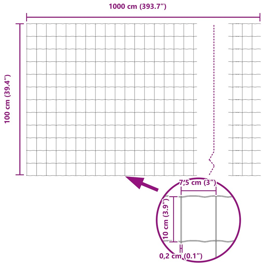 Cerca Euro com 5 Posts U Verde 1x10 m Aço