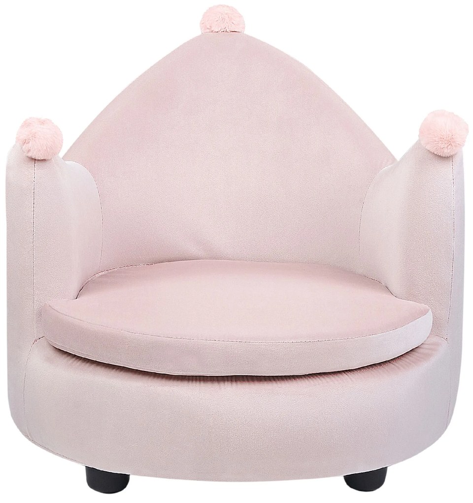 Poltrona para crianças com forma de coroa em veludo rosa VEGA Beliani