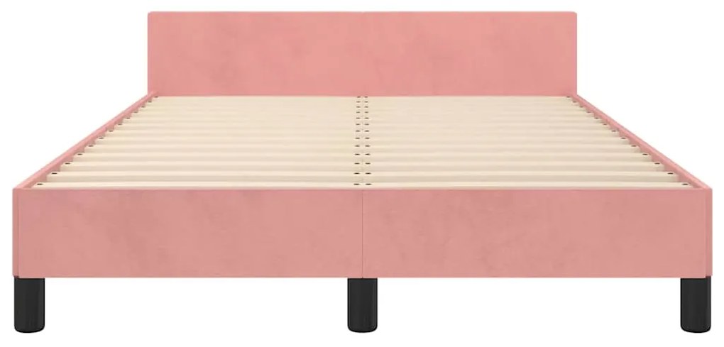 Estrutura cama c/ cabeceira sem colchão 120x200 cm veludo rosa