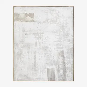 Quadro Decorativo 80x100 Cm Pintado À Mão Sobre Linho Com Relevo De Estuque Silvaret Cinzento Areia - Sklum