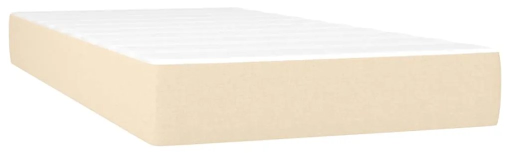 Cama box spring c/ colchão e LED 200x200 cm tecido cor creme