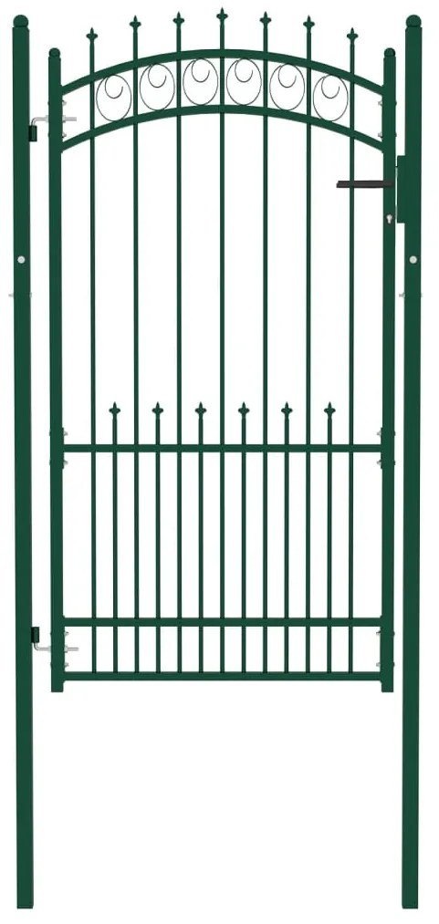 vidaXL Portão para cerca com espetos 100x175 cm aço verde