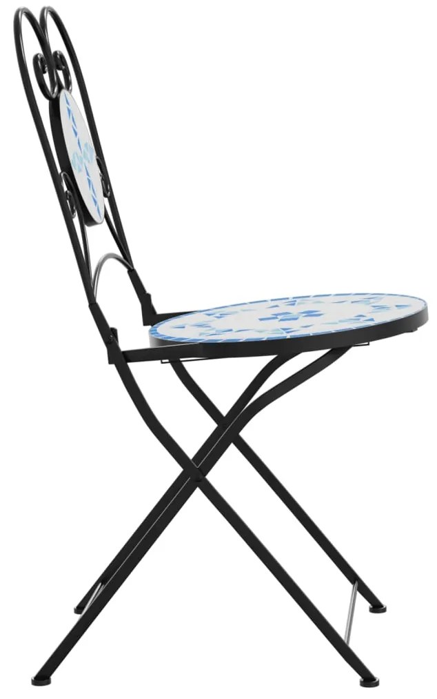 Cadeiras de bistrô dobráveis 2 pcs cerâmica azul e branco