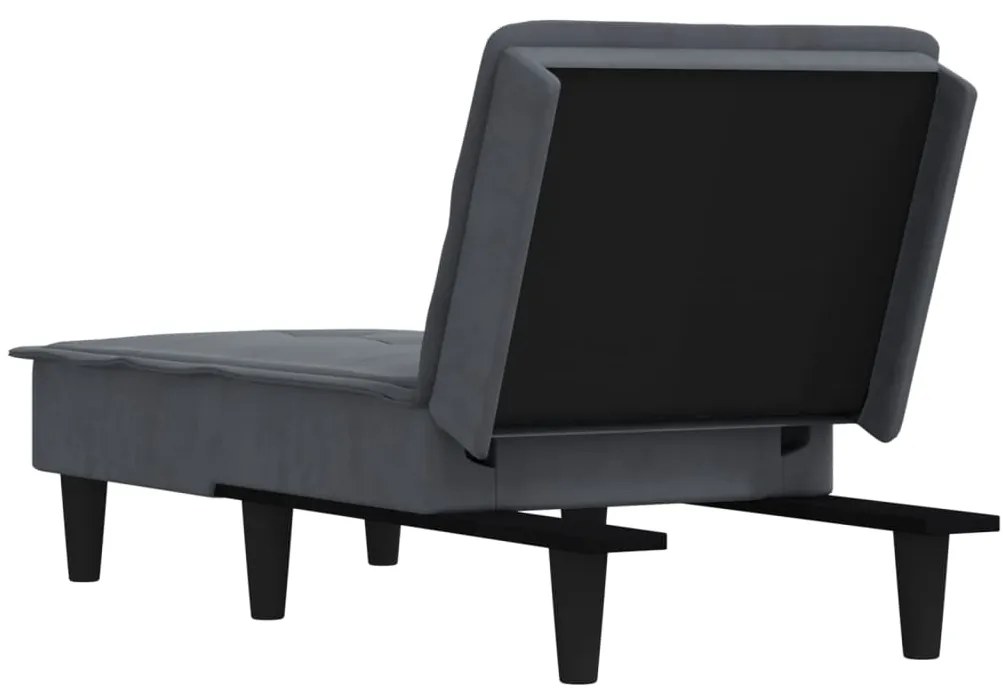 Chaise longue veludo cinzento-escuro