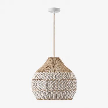 Lâmpada De Teto Suspensa Para Exterior Em Rattan Trançado Llaury Natural - Branco & Ø40 Cm - ↑40 Cm Llaury - Sklum