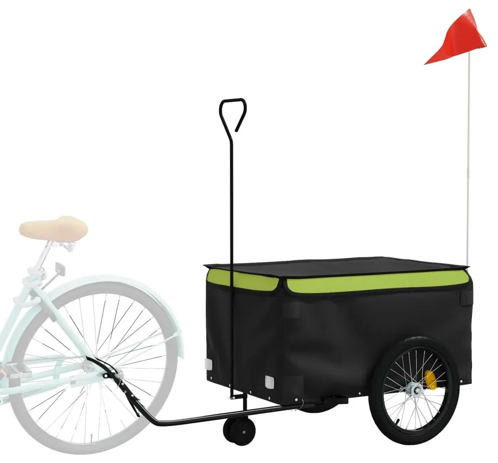 Reboque para bicicleta 45 kg ferro preto e verde