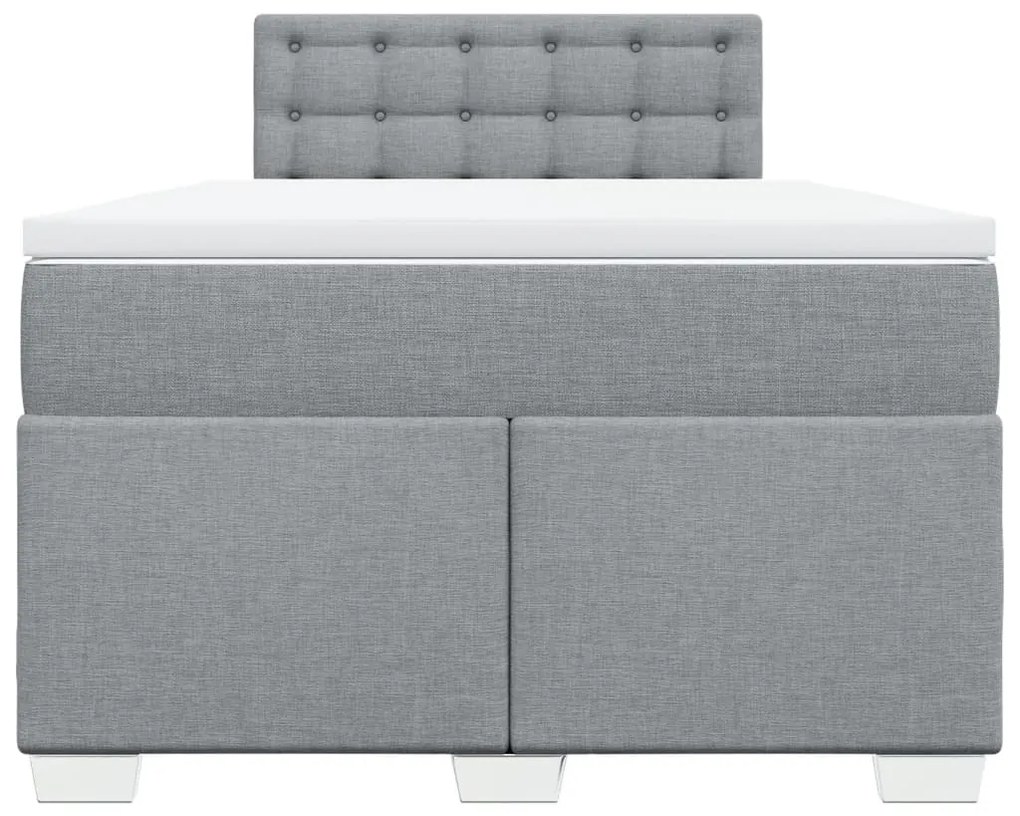 Cama boxspring com colchão 120x190 cm tecido cinzento-claro