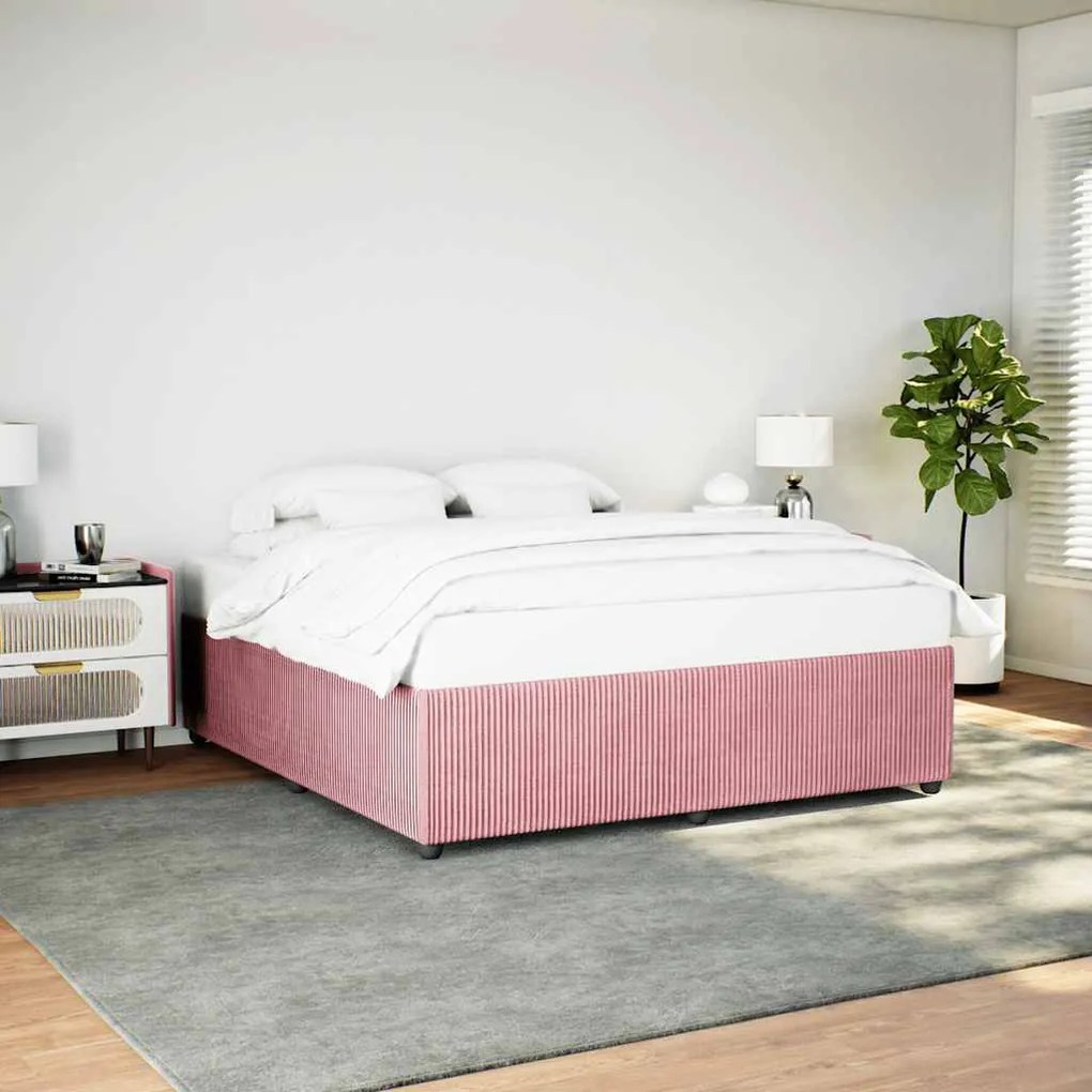 Estrutura de cama 200x200 cm veludo rosa