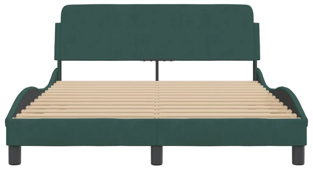 Estrutura de cama sem colchão 140x200 cm veludo verde-escuro