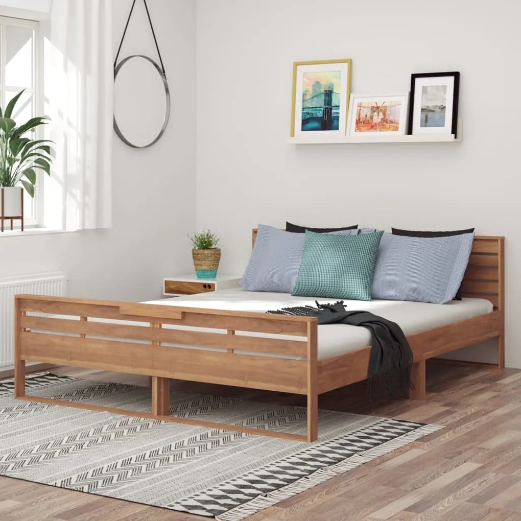 vidaXL Estrutura de cama 160x200 cm madeira de teca maciça