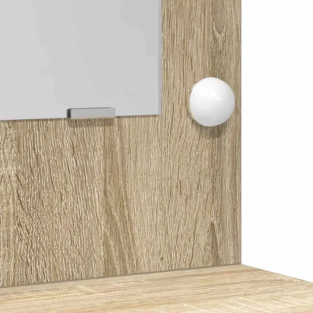 Mesa de Maquilhagem com Luzes LED Carvalho Sonoma 78.5x41x135 cm