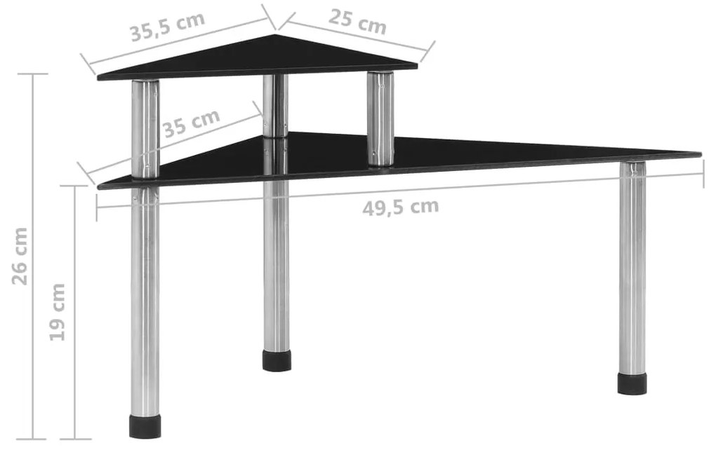 Estante de cozinha 49,5x35x26 cm vidro temperado preto