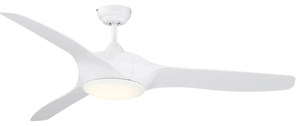 HOMCOM Ventoinha de Teto Diâmetro 132cm com Luz LED Controle Remoto 3 Lâminas Reversíveis 6 Velocidades e Temporizador Silencioso para Dormitório Sala de Estar Sala de Jantar Branco