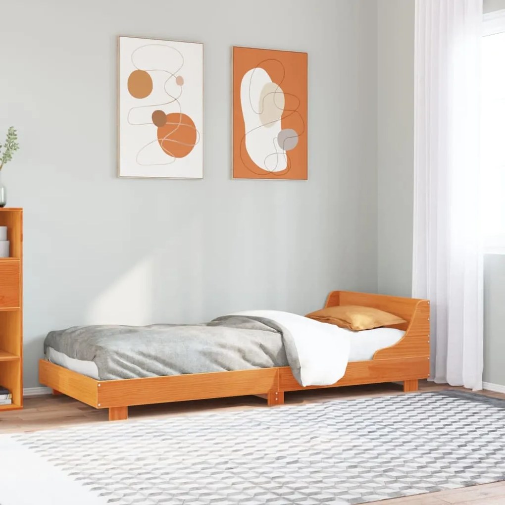 Cama sem colchão 100x200 cm pinho maciço castanho-mel