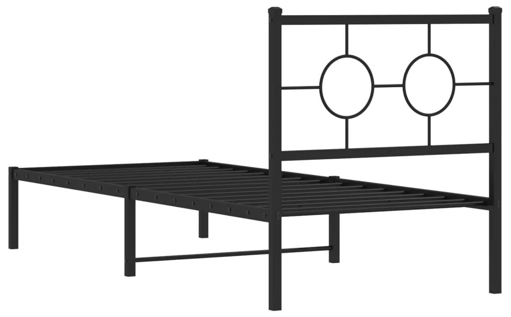 Estrutura de cama metal s/ colchão c/ cabeceira 75x190 cm preto