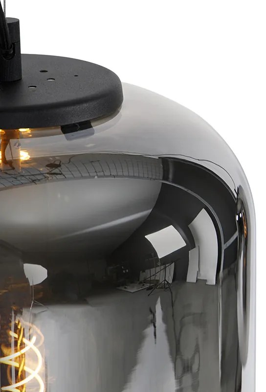 Candeeiro de suspensão design preto com vidro fumê 2 luzes - Bliss Design